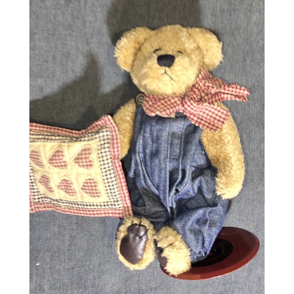 Boyds Bears & Friends Plush Bear - Delbert 10" Quilt Patch Bear & Stand